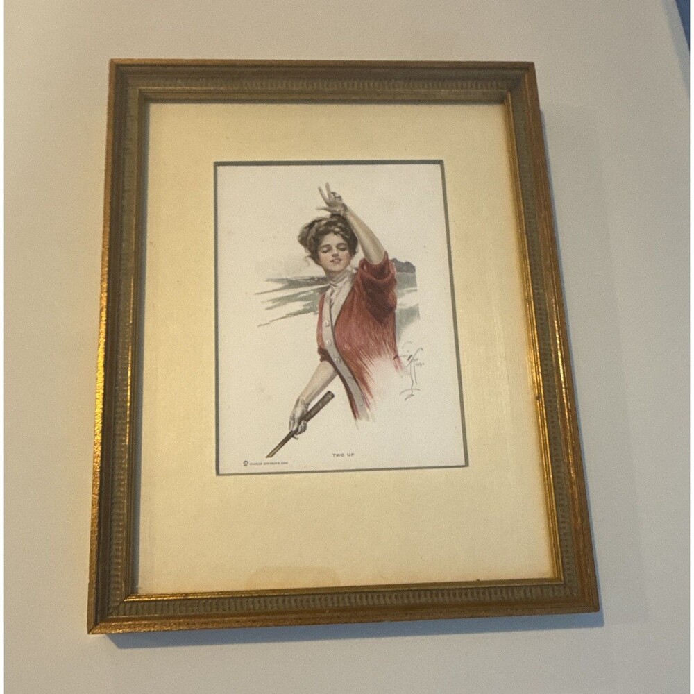 Vintage Harrison Fisher Two Up 4x6 Matted Portrait Print in 8x10 Frame by Lyzon